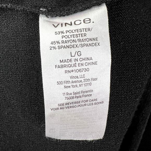 Vince Black Knit Sleeveless Column Dress Mock Neck Midi Stretch LARGE Solid - Picture 7 of 8